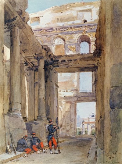 Soldiers in the Ruins of the Tuileries, 7th July 1871 by Isidore Pils